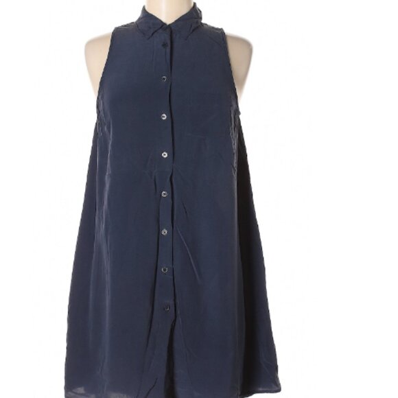Equipment Button Down Dress in Navy - Picture 2 of 5